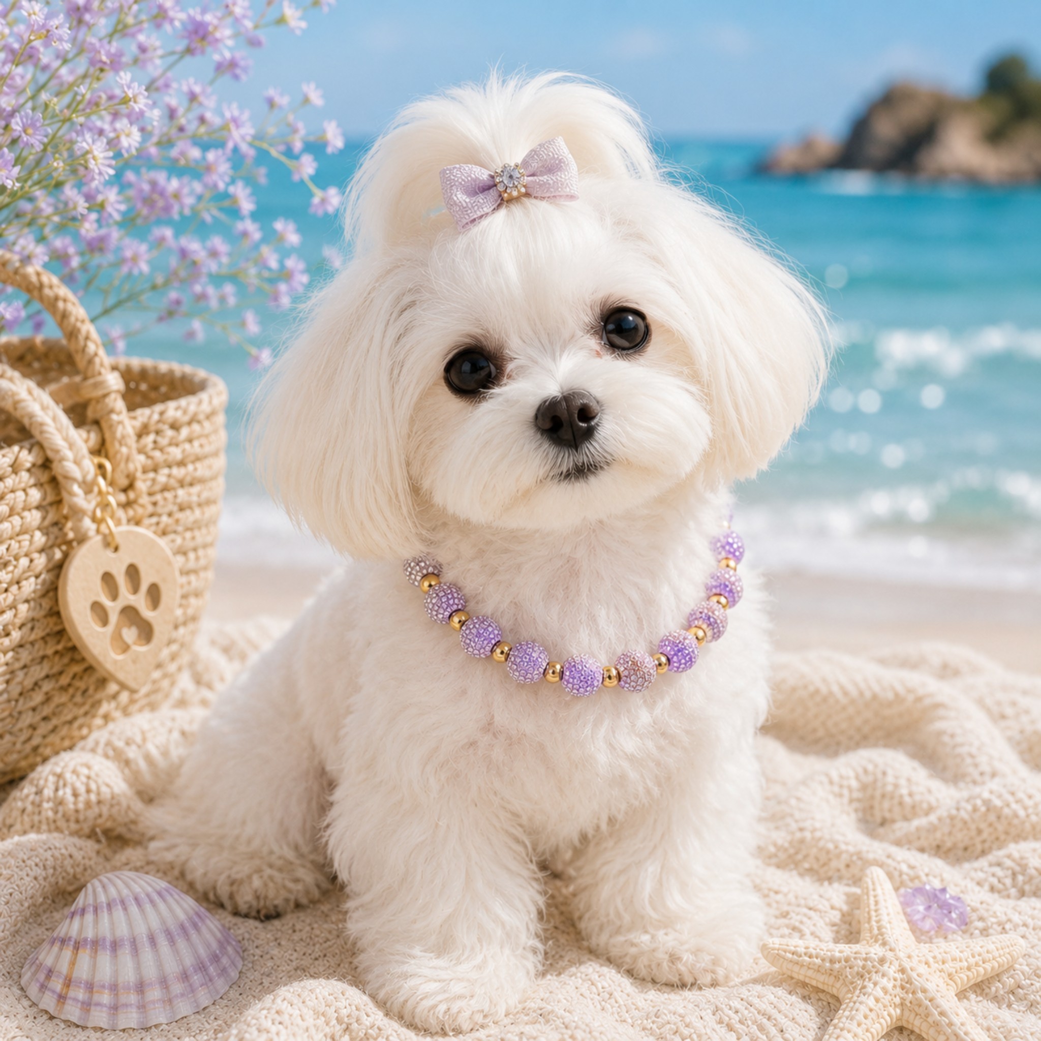 Collana per Cani "Sparkling Pearl" – Perle e Brillantini 8mm